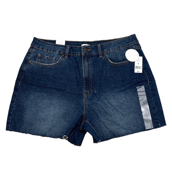 Women's Dip 16 XL 1X Denim Jeans Shorts Navy Blue High Rise Cut Offs Hem NWT - Picture 3 of 10